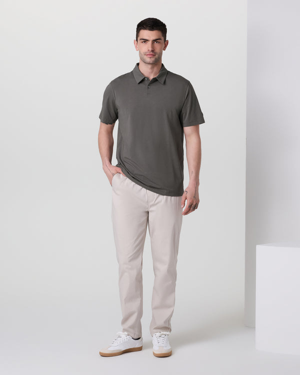 Short Sleeve Feather Polo | Warm Grey